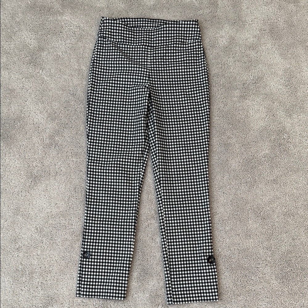 Joseph Ribkoff Black & White Gingham Pants | Stretch Slim Fit | Approx. Size 25